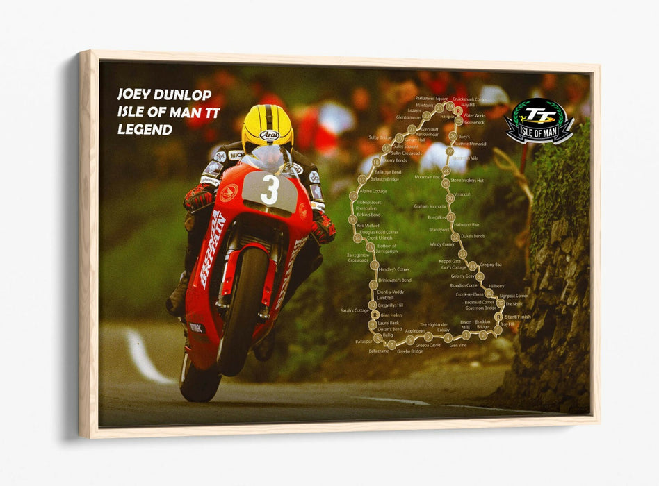 Canvas Wall Art - Joey Dunlop Isle Of Man TT Racing Float Effect Print - Red