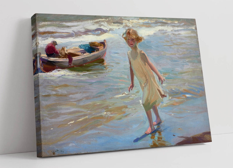 Canvas Wall Art - Joaquin Sorolla Girl On The Beach, Handmade Vibrant Print