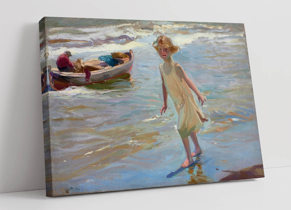 JOAQUIN SOROLLA, GIRL ON THE BEACH -CANVAS WALL ARTWORK PIC PRINT