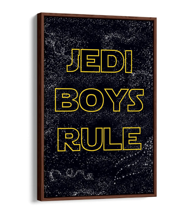 "JEDI BOYS RULE" STAR WARS STYLE QUOTE KIDS ROOM -FLOAT EFFECT CANVAS ART PRINT