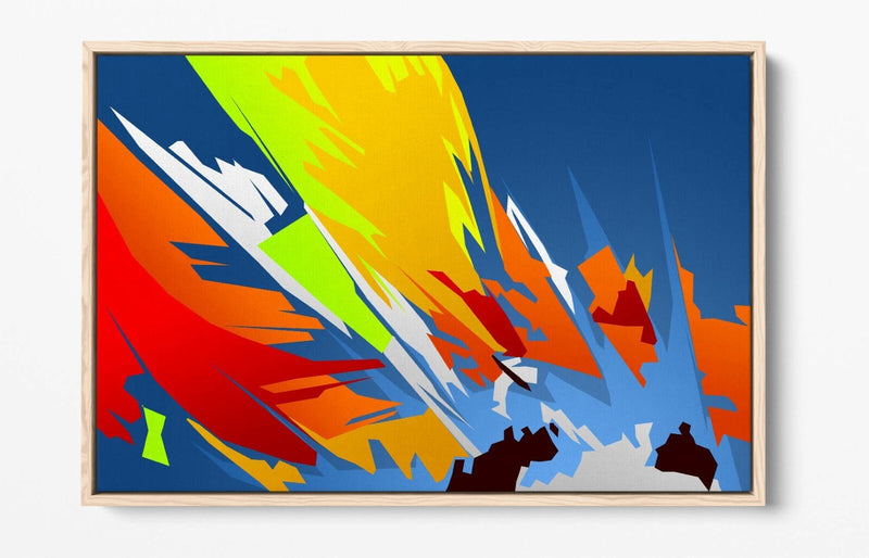 Canvas Wall Art – Multi Colour Abstract Shapes With Float Effect Frame