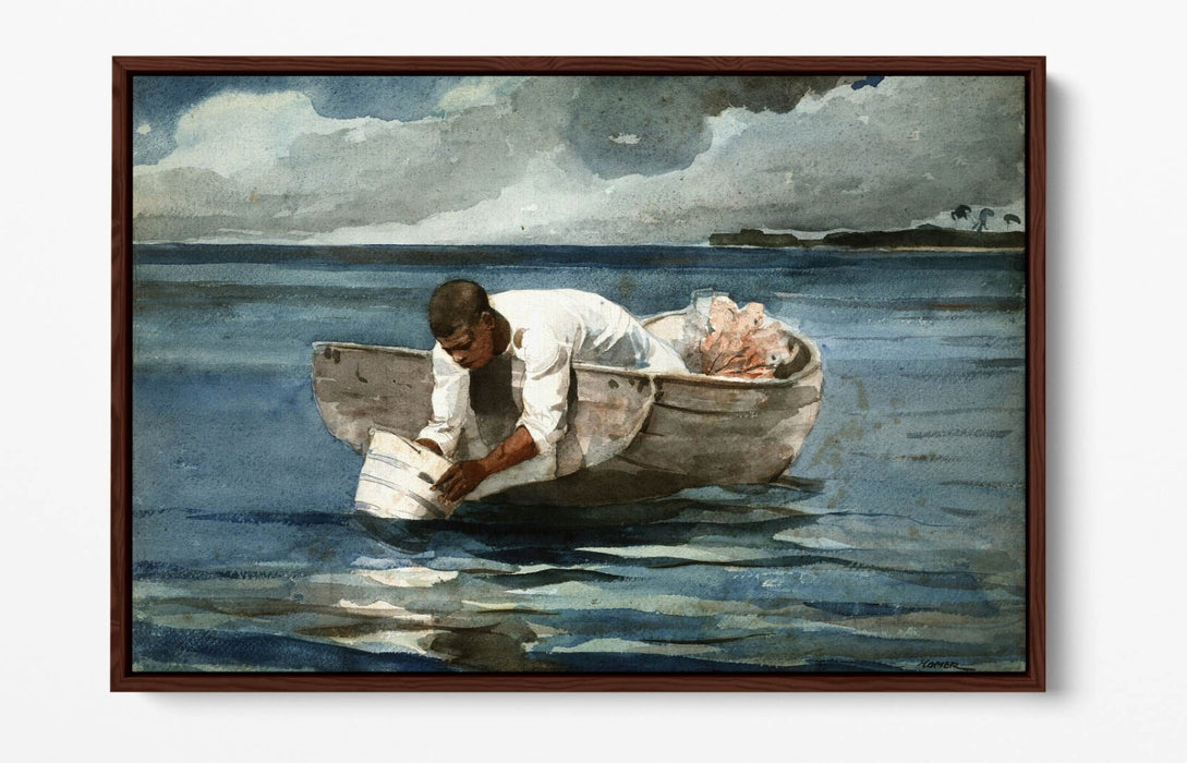 WINSLOW HOMER, THE WATER FAN -FLOAT EFFECT CANVAS WALL ART PRINT