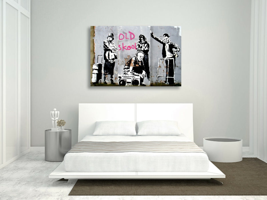 BANKSY DJ OLD SKOOL SCHOOL CANVAS WALL ART PICTURE PRINT ARTWORK GRAFFITI