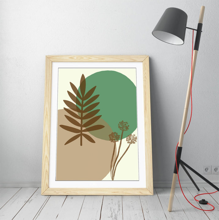 BOTANICAL BAUHAUS LEAF MINIMALIST SAGE-FRAMED WALL ART PICTURE PRINT ARTWORK