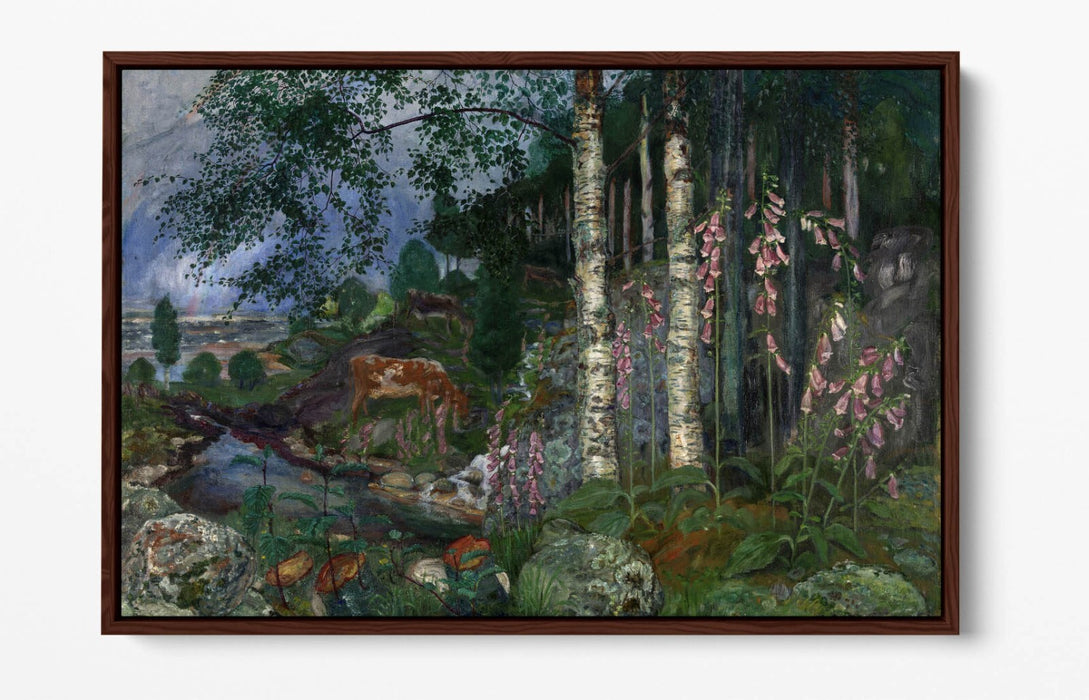 NIKOLAI ASTRUP, FOXGLOVES -FLOAT EFFECT CANVAS WALL ART PRINT