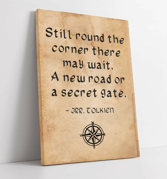 "AROUND THE CORNER" J.R.R TOLKIEN INSPIRING QUOTE -CANVAS WALL ART PICTURE PRINT