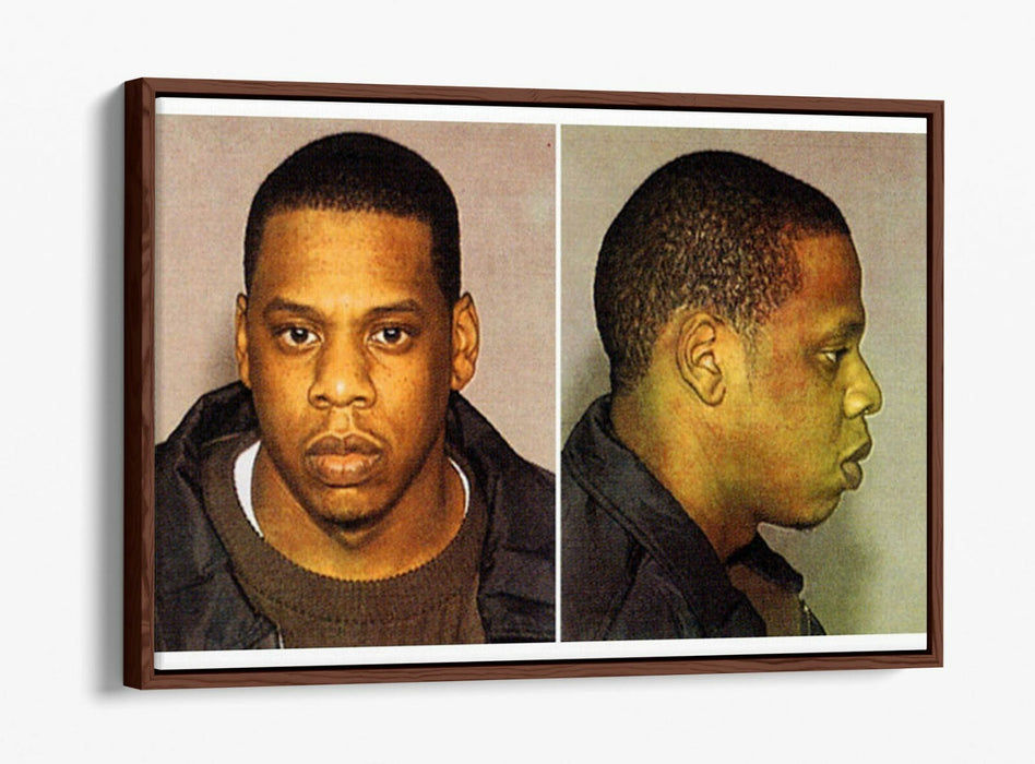 JAY Z MUGSHOT -FLOAT EFFECT CANVAS WALL ART PIC PRINT- GREY BLACK