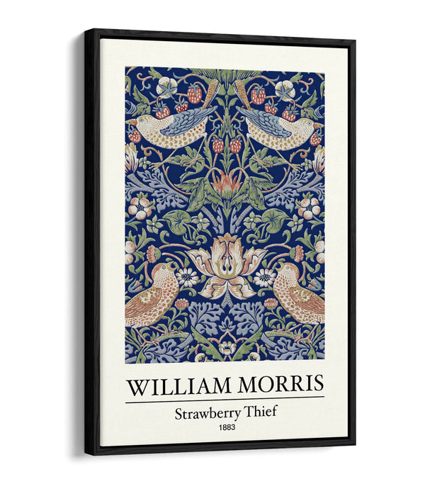 Float Effect Canvas Art – Handmade William Morris Strawberry Thief Print | Premium MDF Frame