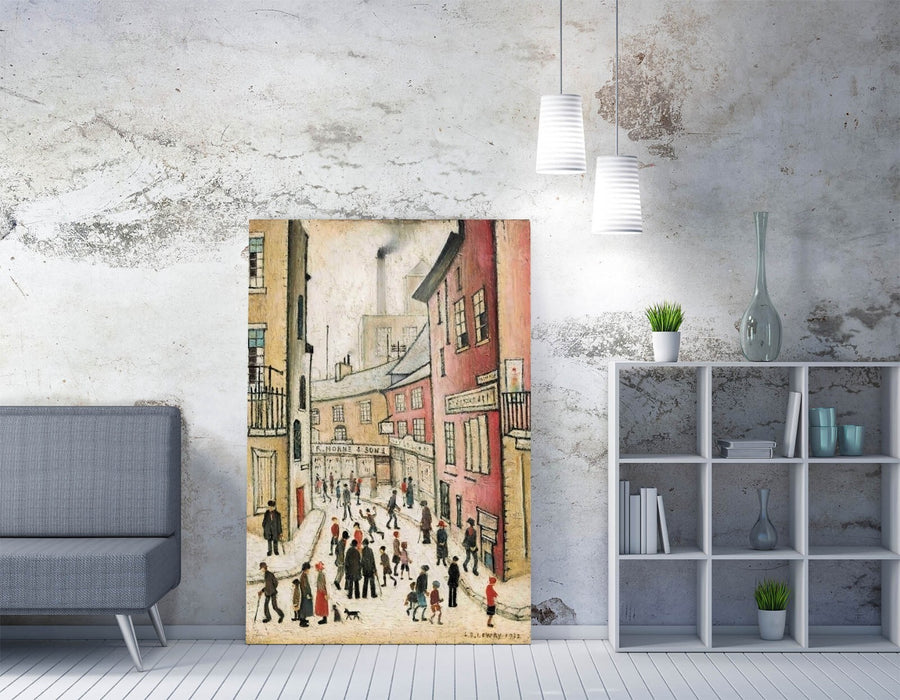 an old street CANVAS WALL ART PICTURE PRINT PAINTING FRAMED Ls Lowry Style