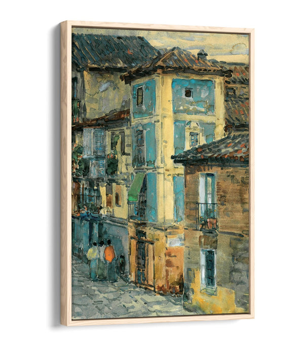 Float Effect Canvas Art - Spanish Street Scene On Premium MDF Frame, Ready To Hang