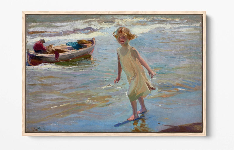 Float Effect Canvas Art - Joaquin Sorolla Girl On The Beach Premium Wall Decor