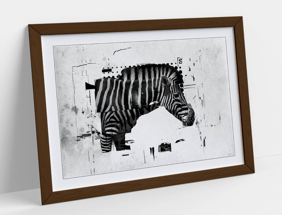 ZEBRA GLITCH ABSTRACT ARTWORK HOME DECOR -FRAMED ART POSTER PICTURE PRINT