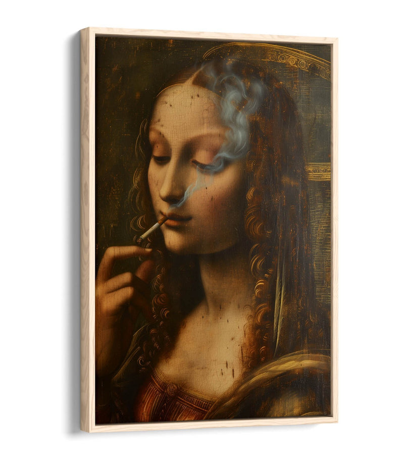 Canvas Art Print – Renaissance Smoking Woman | Modern Float Effect Wall Decor
