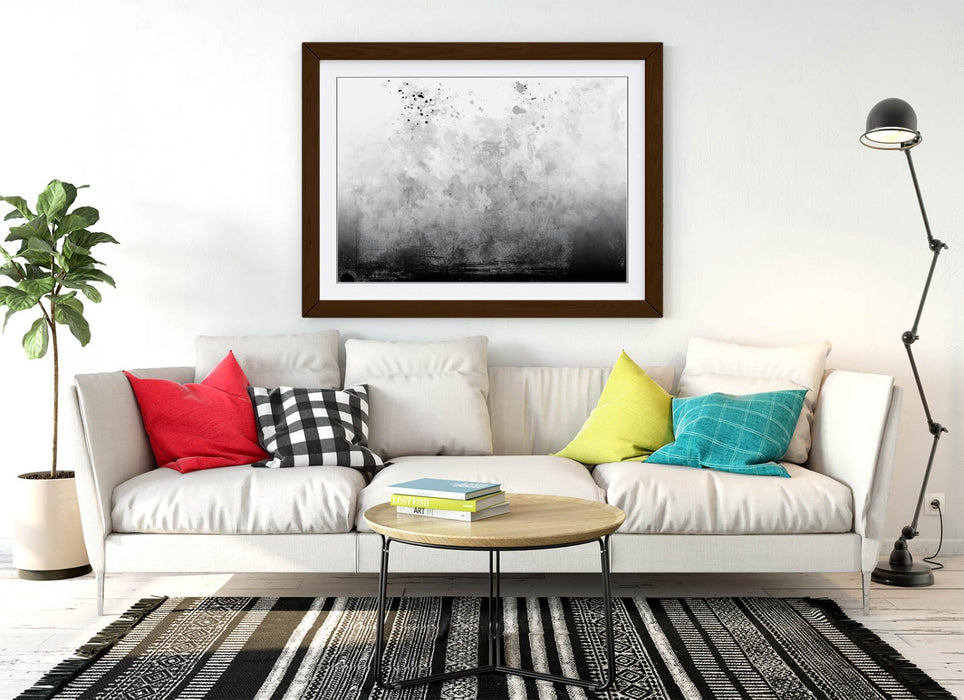 Framed Art Poster - Abstract Black and White Sketch Background Print | Handmade UK