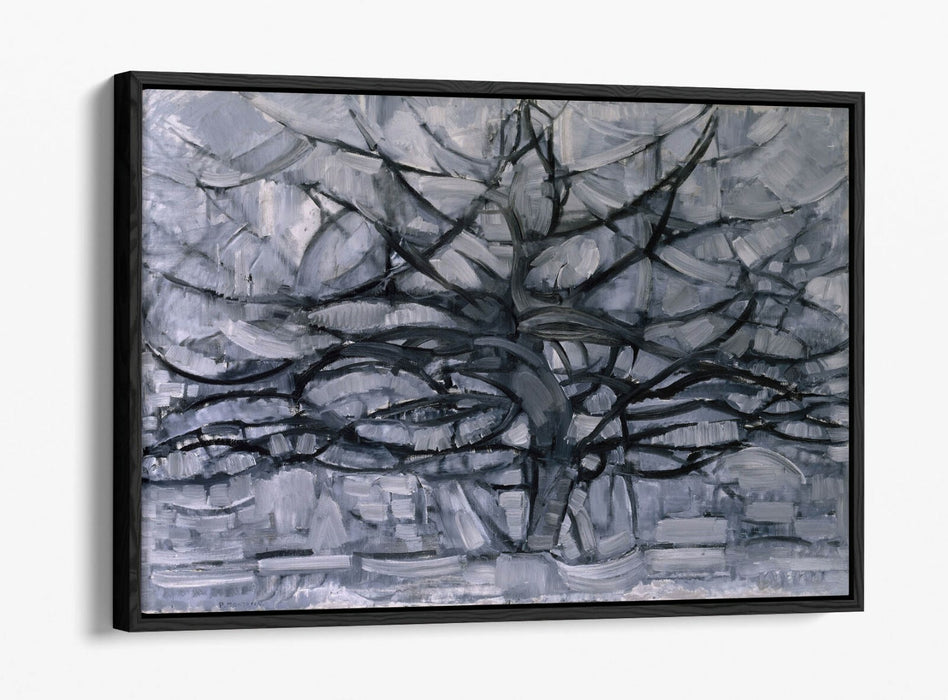 PIET MONDRIAN GRAY TREE -FLOAT EFFECT CANVAS WALL ART PIC PRINT- BLACK