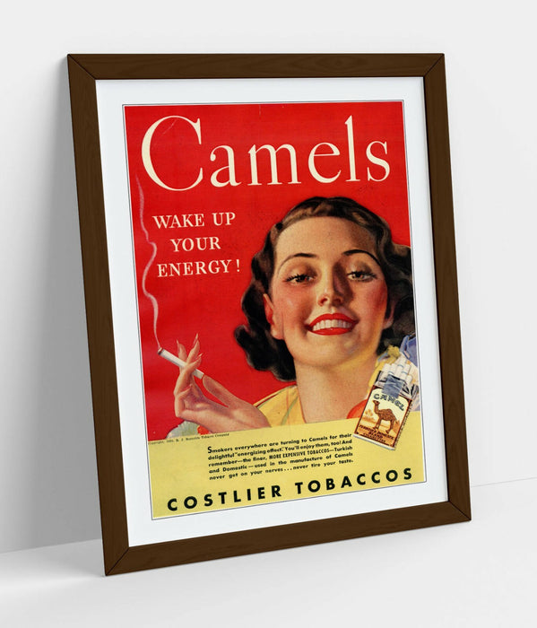 VINTAGE RETRO CAMELS CIGARETTES ADVERTISEMENT -FRAMED WALL ART PICTURE PRINT
