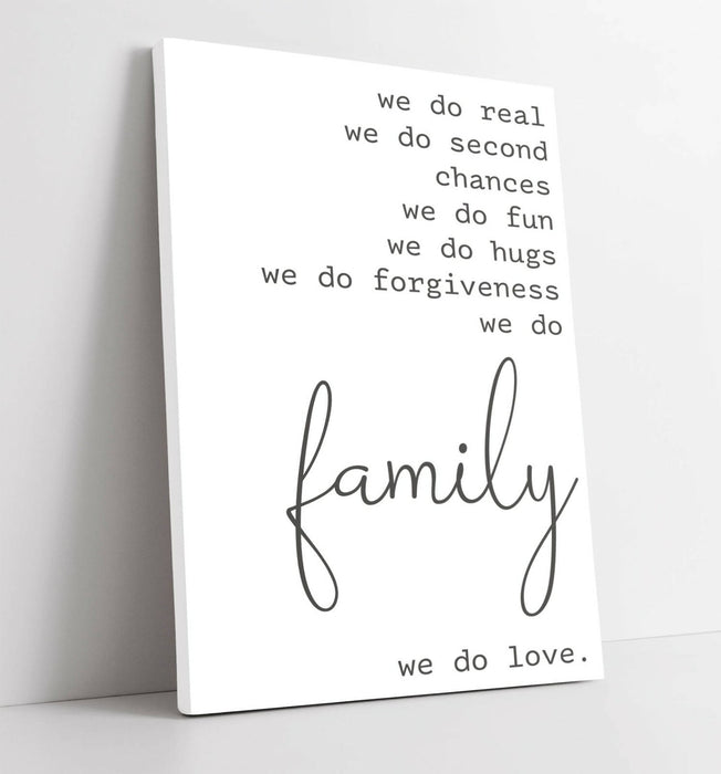 "WE DO FAMILY" LOVE HOME QUOTE SLOGAN -CANVAS WALL ART PICTURE PRINT