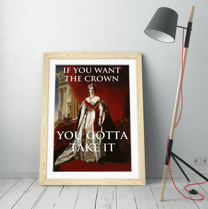"IF YOU WANT THE CROWN" MOTIVATIONAL QUOTE SLOGAN -FRAMED WALL ART PICTURE PRINT