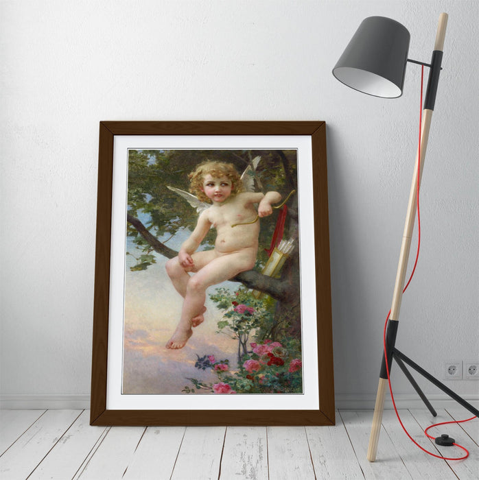 Framed Wall Art - Guillaume Seignac Cupid Painting Print | Handmade UK Woodgrain Frame