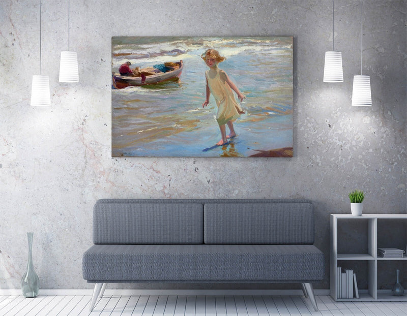 Canvas Wall Art - Joaquin Sorolla Girl On The Beach, Handmade Vibrant Print