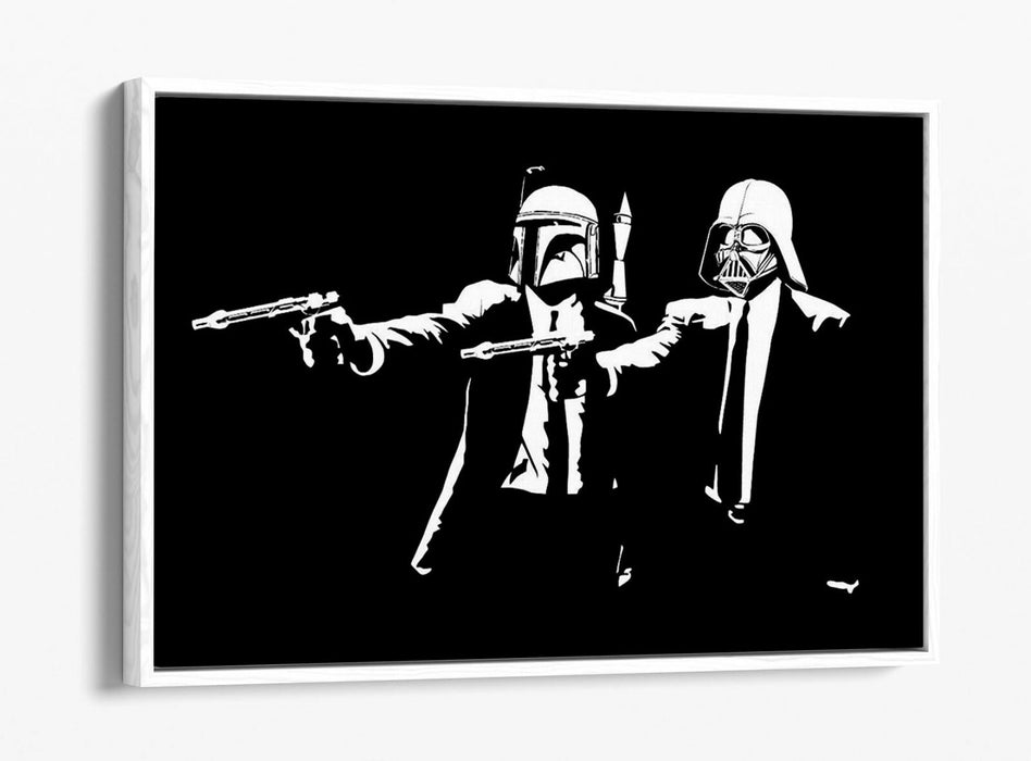 Canvas Wall Art – Pulp Fiction Star Wars Float Effect Black & White Print