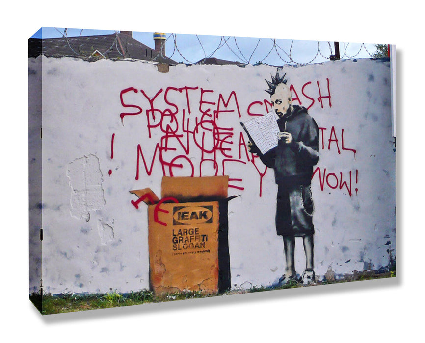 BANKSY CANVAS STREET WALL ART PRINT ARTWORK - IEAK GRAFFITI KIT IKEA