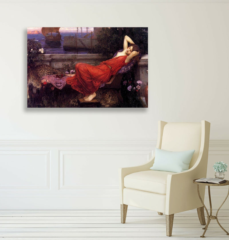 Canvas Wall Art – Framed John William Waterhouse Ariadne Print | Red Wall Decor