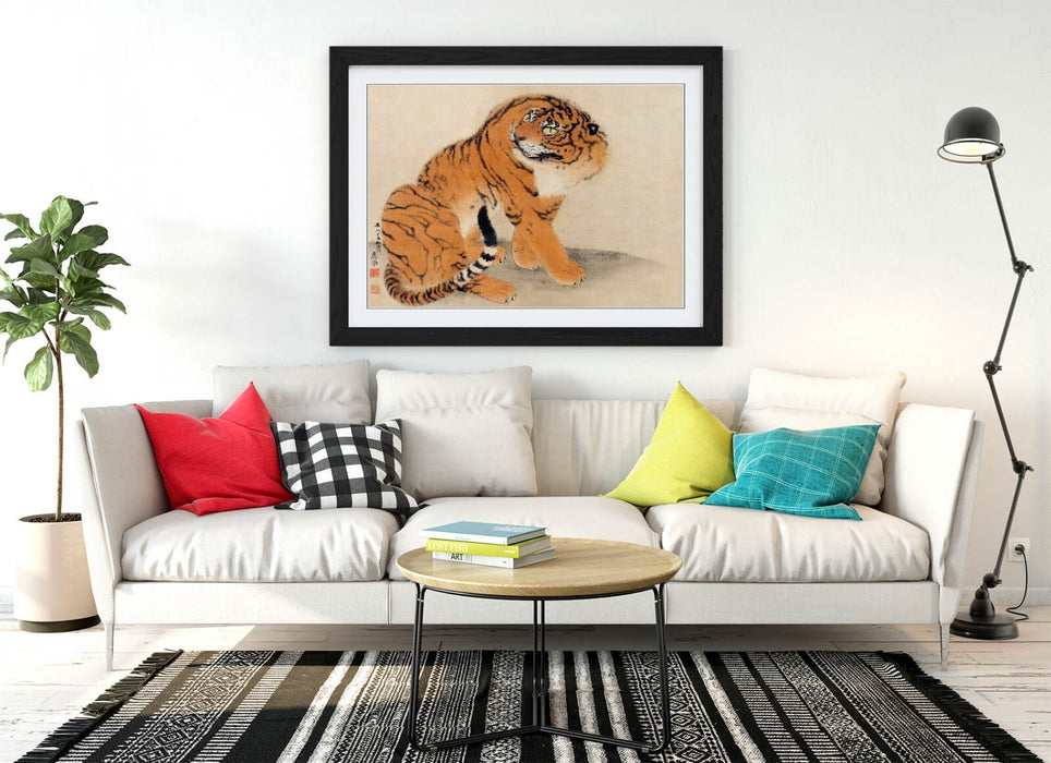 Framed Wall Art – Sitting Tiger by Maruyama Okyo | Handmade Japanese Print