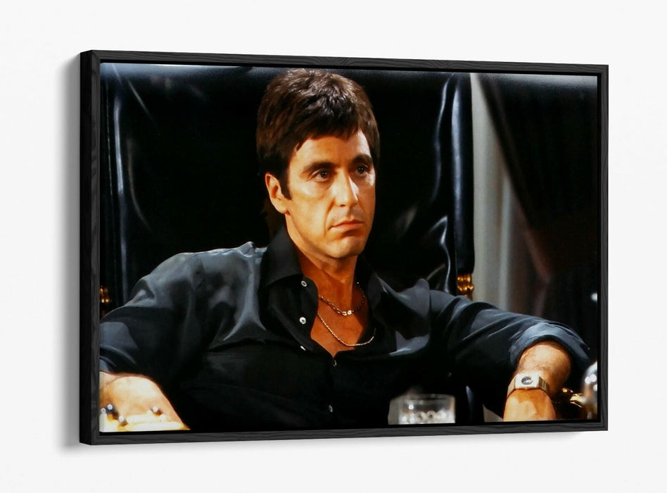 Float Effect Canvas Art – Tony Montana Scarface Black Canvas Wall Print
