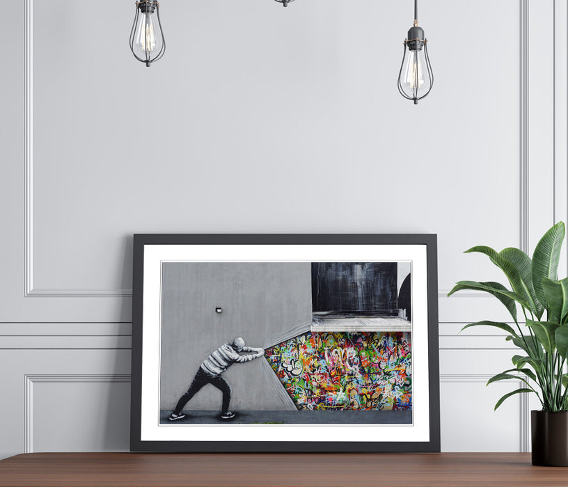 BEHIND THE CURTAIN WHATSON FRAMED STREET ART POSTER PICTURE PRINT 4 SIZE