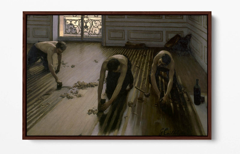 Float Effect Framed Canvas Art – Gustave Caillebotte, The Floor Scrapers Print On Canvas