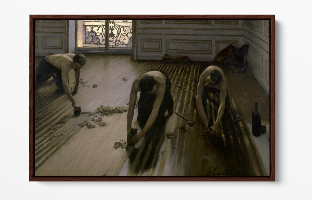 Float Effect Canvas Art – Gustave Caillebotte The Floor Scrapers Print On MDF Frame