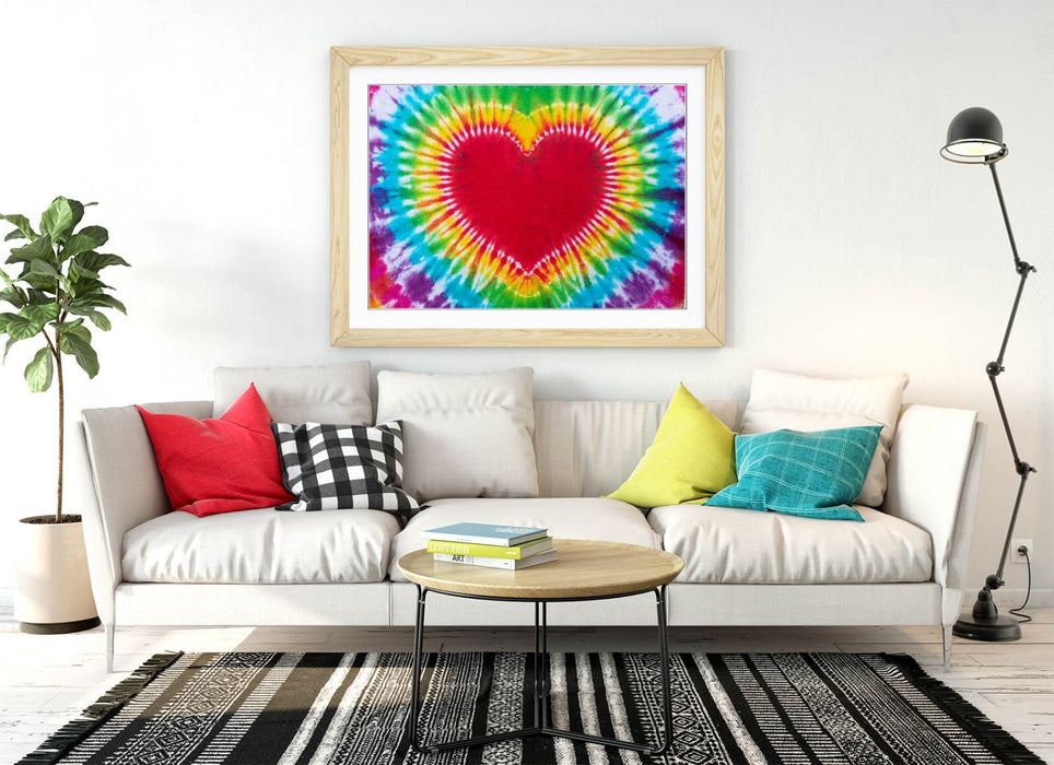 Tie Dye Wall Art - Framed Heart Print Poster | Handmade UK Bedroom Decor