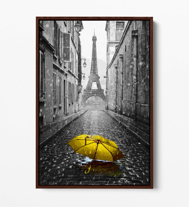 Canvas Wall Art – Yellow Umbrella Float Effect on Custom MDF Frame, Handmade UK