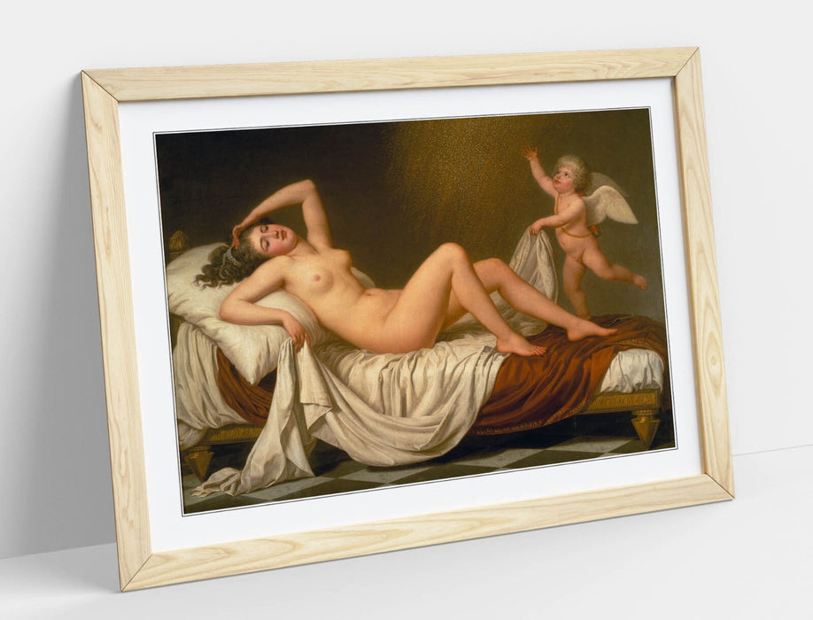 Framed Wall Art Poster – Danae Painting Print With Woodgrain Frame & Archival Ink
