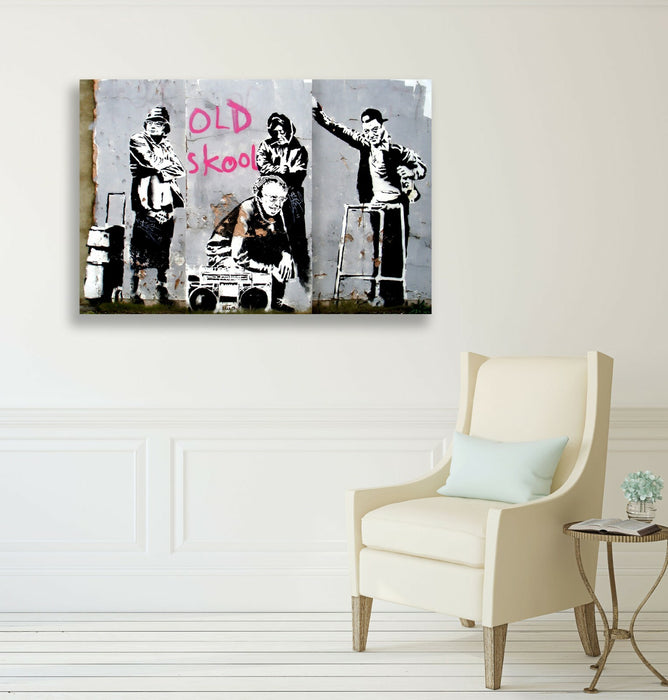 BANKSY DJ OLD SKOOL SCHOOL CANVAS WALL ART PICTURE PRINT ARTWORK GRAFFITI