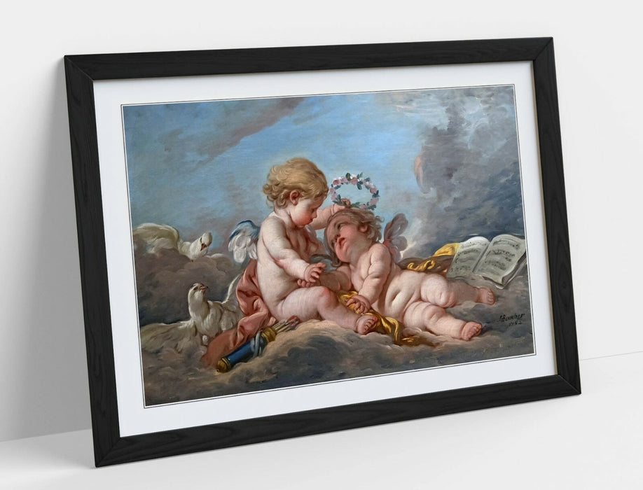 FRANCOIS BOUCHER, COMPOSITION AUX PUTTI -FRAMED ART PICTURE PRINT ARTWORK