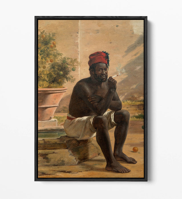Canvas Wall Art | Martinus Rorbye Sitting Nubian | Float Effect, Handmade Print