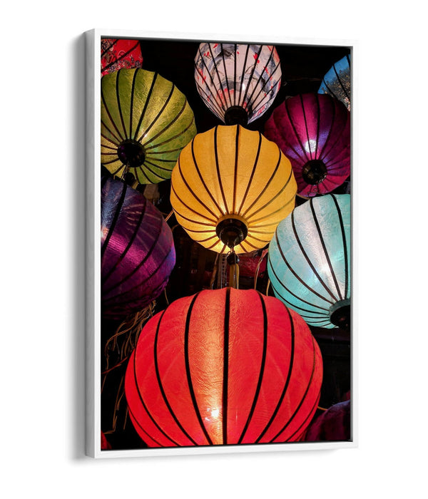 CHINESE LANTERNS FLOAT EFFECT CANVAS WALL ART PIC PRINT GRAFFITI- RED