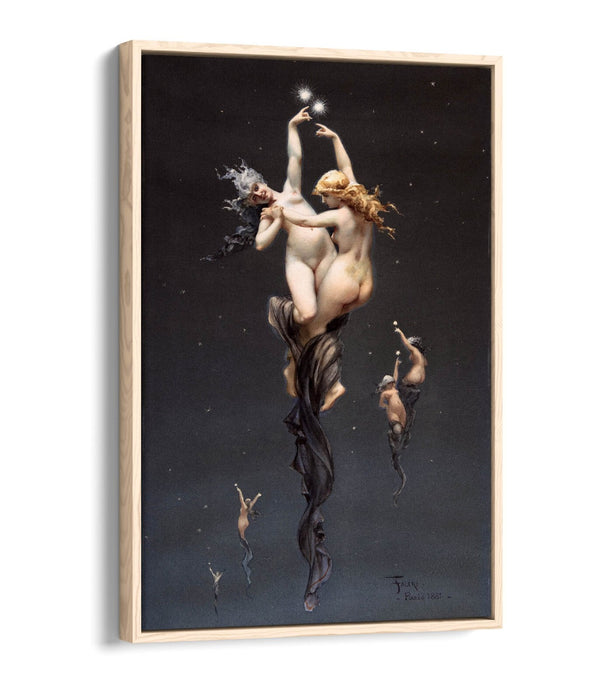 Canvas Wall Art Print - Luis Ricardo Falero Twin Stars Float Effect On Premium Frame
