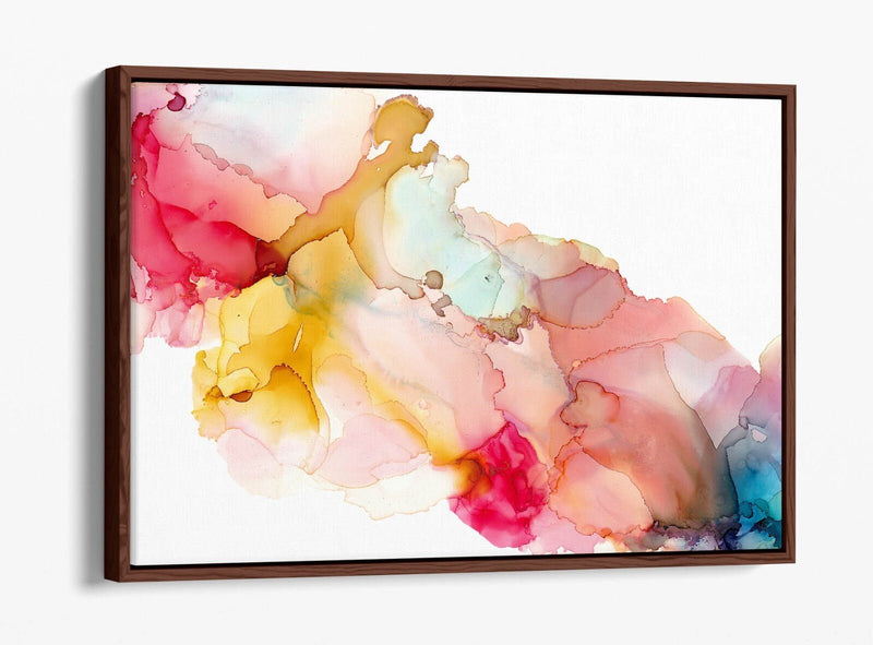 Watercolour Canvas Art - Abstract Multi Colour Painting On Float Frame Canvas
