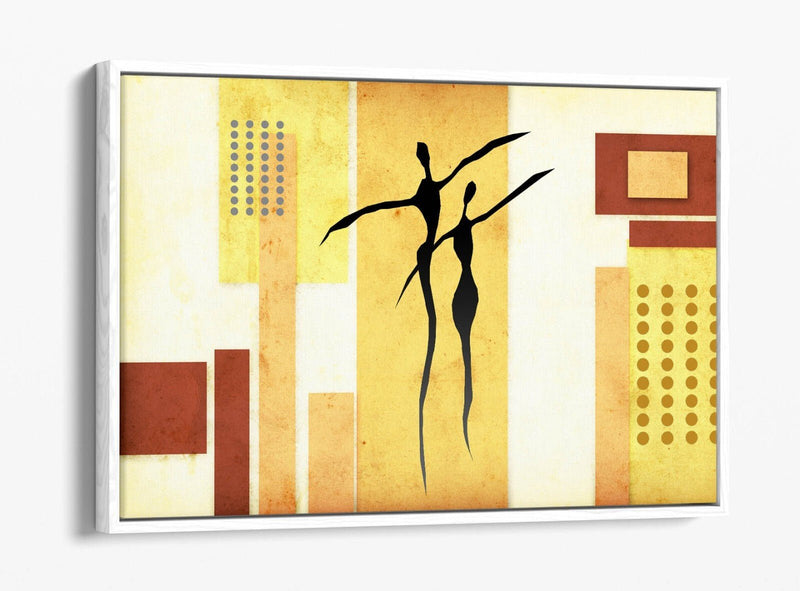 Float Effect Canvas Art - Beige Abstract Shapes Bedroom Wall Decor | Premium Varnish Finish