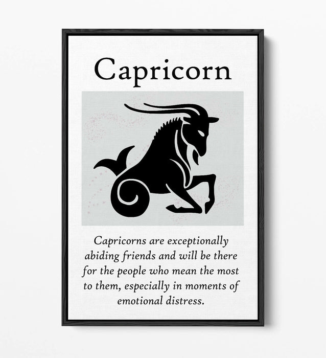 CAPRICORN STAR SIGN ZODIAC ASTROLOGY QUOTE -FLOAT EFFECT CANVAS WALL ART PRINT