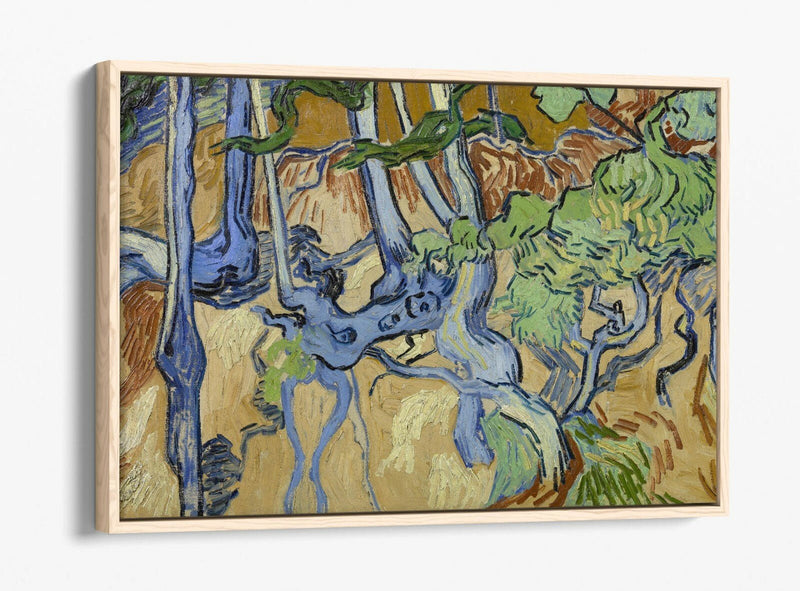 Float Effect Canvas Art – Vincent Van Gogh Tree Roots Painting on 30mm Deep Frame