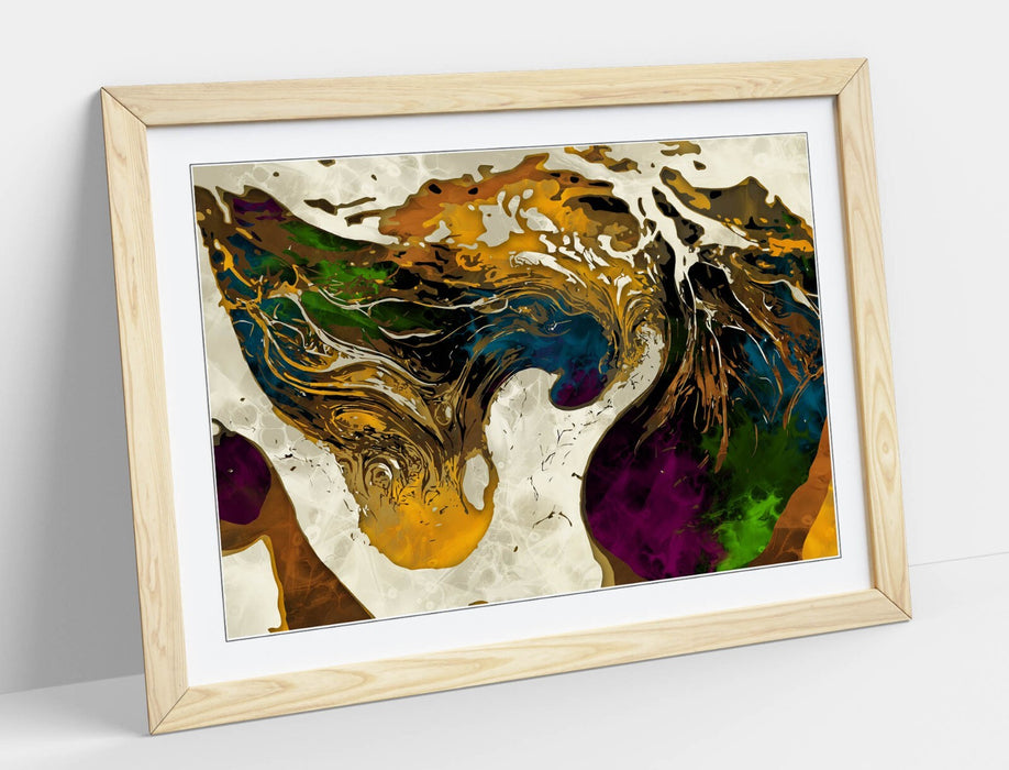 Abstract Swirl Art - Framed Wall Art With Wood Grain Frame | Bedroom Decor Prints