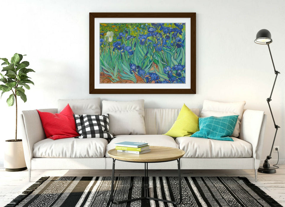 VAN GOGH IRISES -ART FRAMED POSTER PICTURE PRINT ARTWORK- BLUE GREEN
