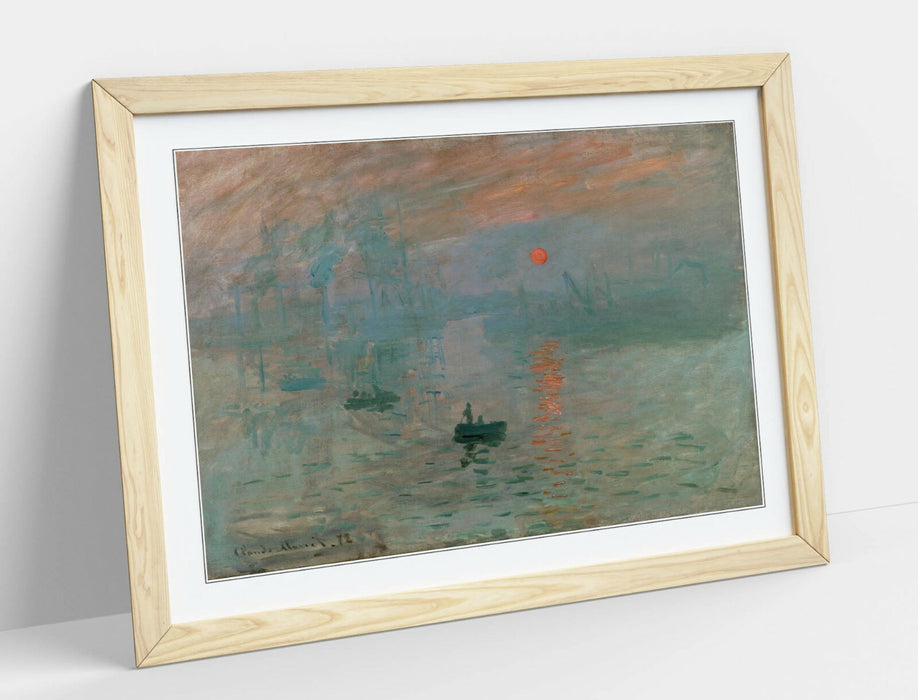 CLAUDE MONET, IMPRESSION SUNRISE -ART FRAMED POSTER PICTURE PRINT- BLUE ORANGE