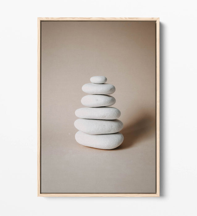 Zen Stones Wall Art – Stacked Stone Artwork Canvas With Float Effect Frame