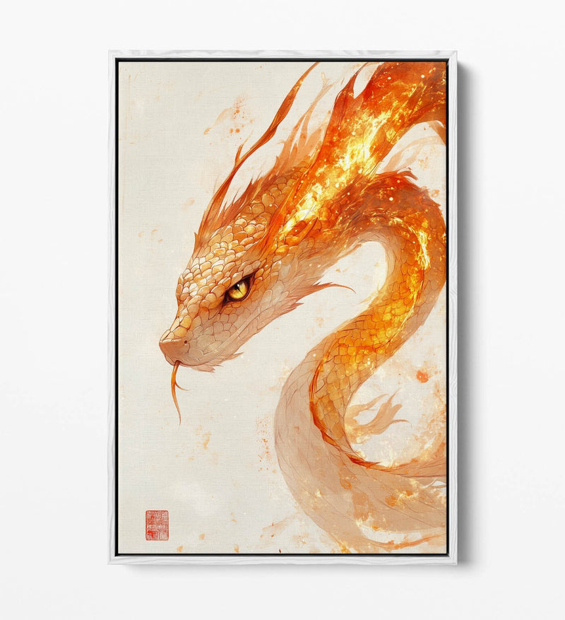 Canvas Wall Art - Fiery Snake Print On Float Effect Canvas With 30mm Frame