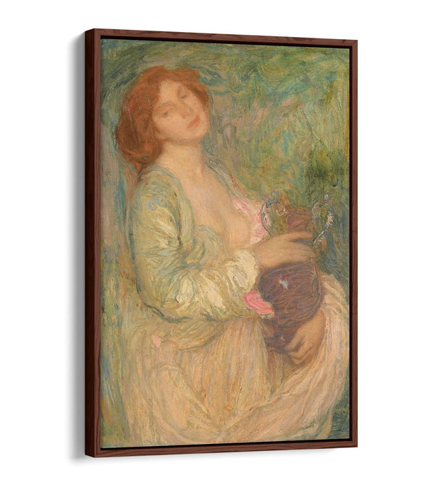 Float Effect Canvas Art – Woman With Vase Painting | Premium Varnish Finish